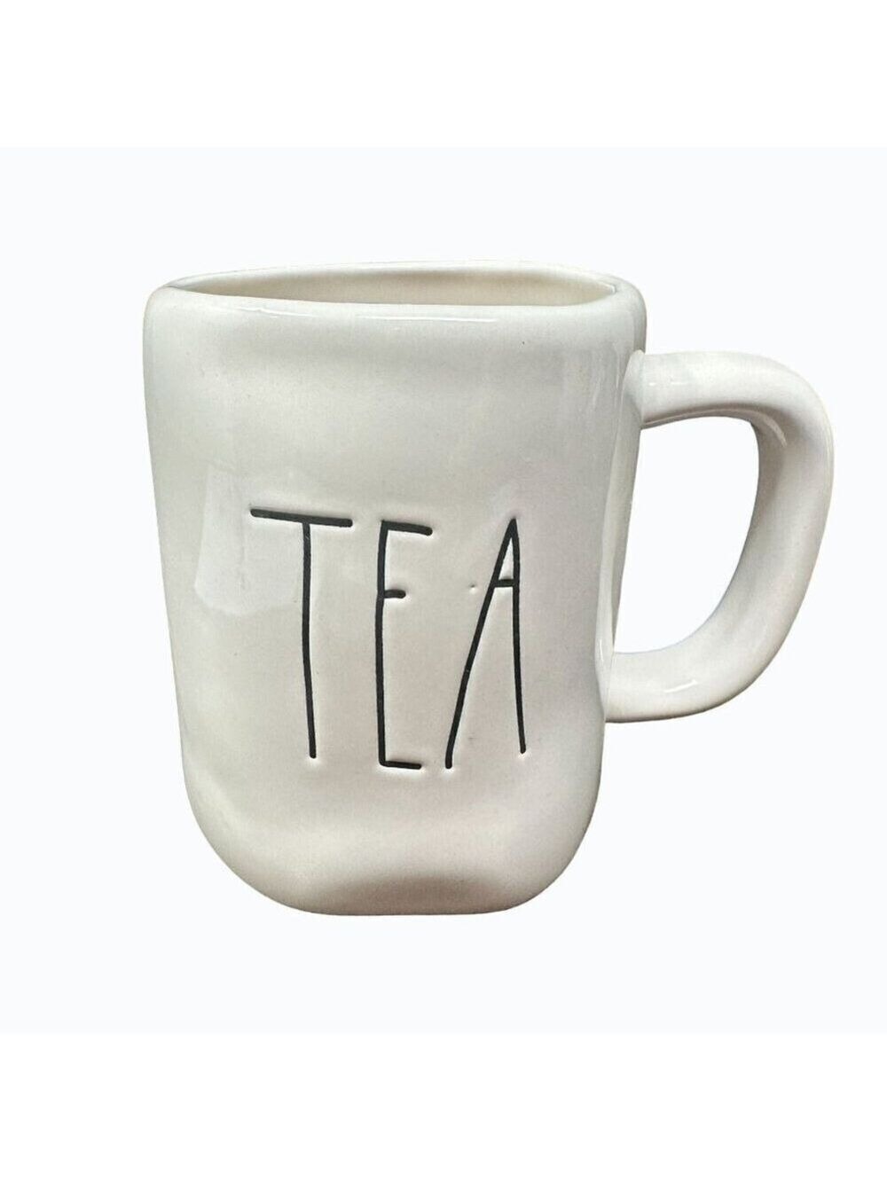 Rae Dunn TEA Mug Ceramic Large Coffee Cup Magenta LL Farmhouse Gift White 16 Oz